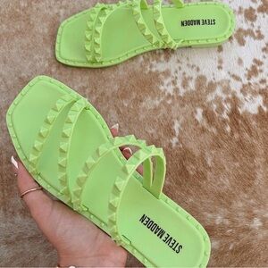 Steve Madden Skylar J Green Sandals with Studded Straps